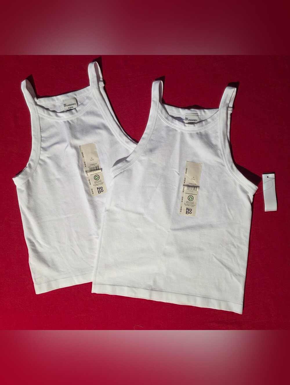 No Boundaries White Womens Ribbed Tank Tops - 2 Pack